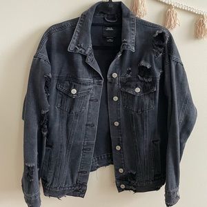 oversized black jean jacket! size S/M